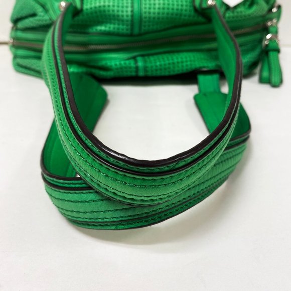 B. Makowsky Green Leather Shoulder Bag - Picture 4 of 9